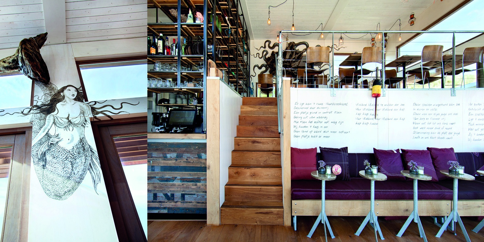 Horeca interieur van strandpaviljoen Oost Vlieland