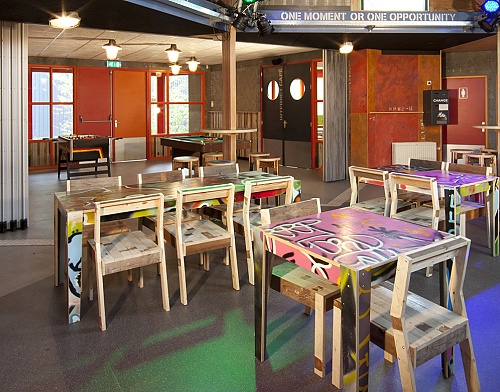 Industrieel Interieur jongerencentrum Dwarz Leiderdorp